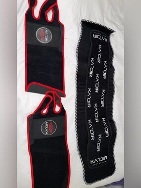 Black and Red Waist Trimmer / Support Belt Set